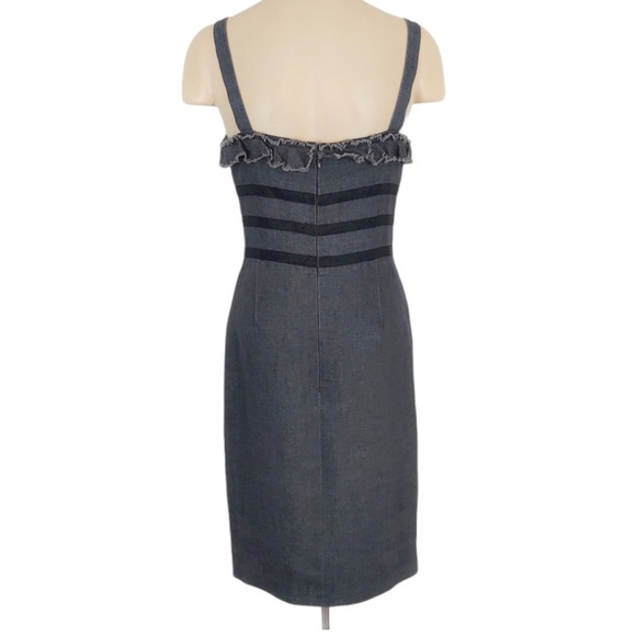 Oscar de la Renta Sundress Sz 8 Gray Runway Look Resort 2007 Ruffle Trim Pencil - Picture 2 of 8